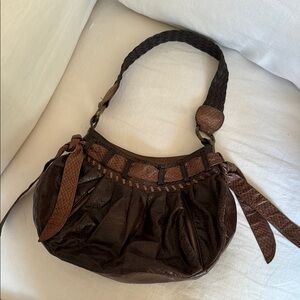 Boho Braided Brown Leather Italian Shoulder Bag by JISU